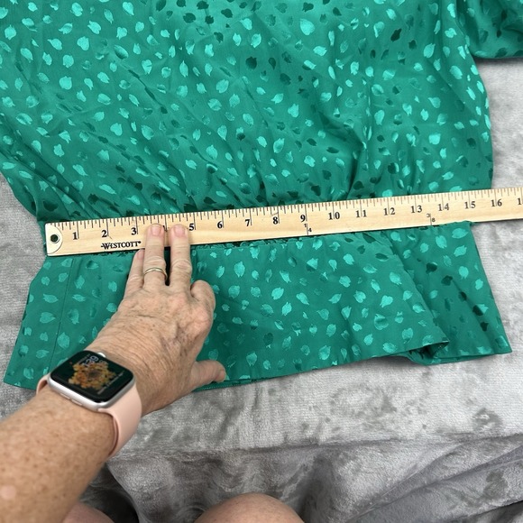 Vtg Adrianna Papell  Silk Blouse Women's 12  peplum style green see measurements - Picture 7 of 12